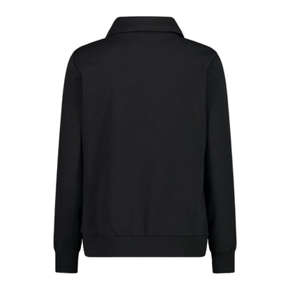 Felpa Donna in cotone elasticizzato nero con zip retro