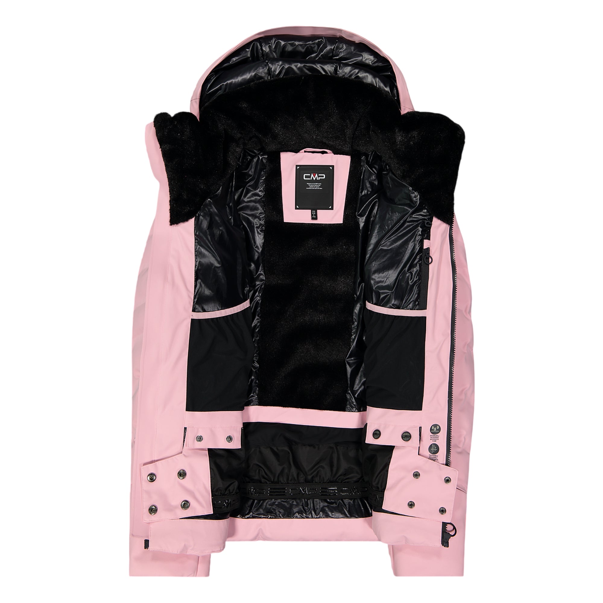 Giacca Donna Aprés Ski Rosa, con collo alto, cappuccio e trattamento idrorepellente