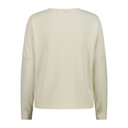 Maglia Donna Avorio a tinta unita, con scollatura a barchetta e tessuto peach touch