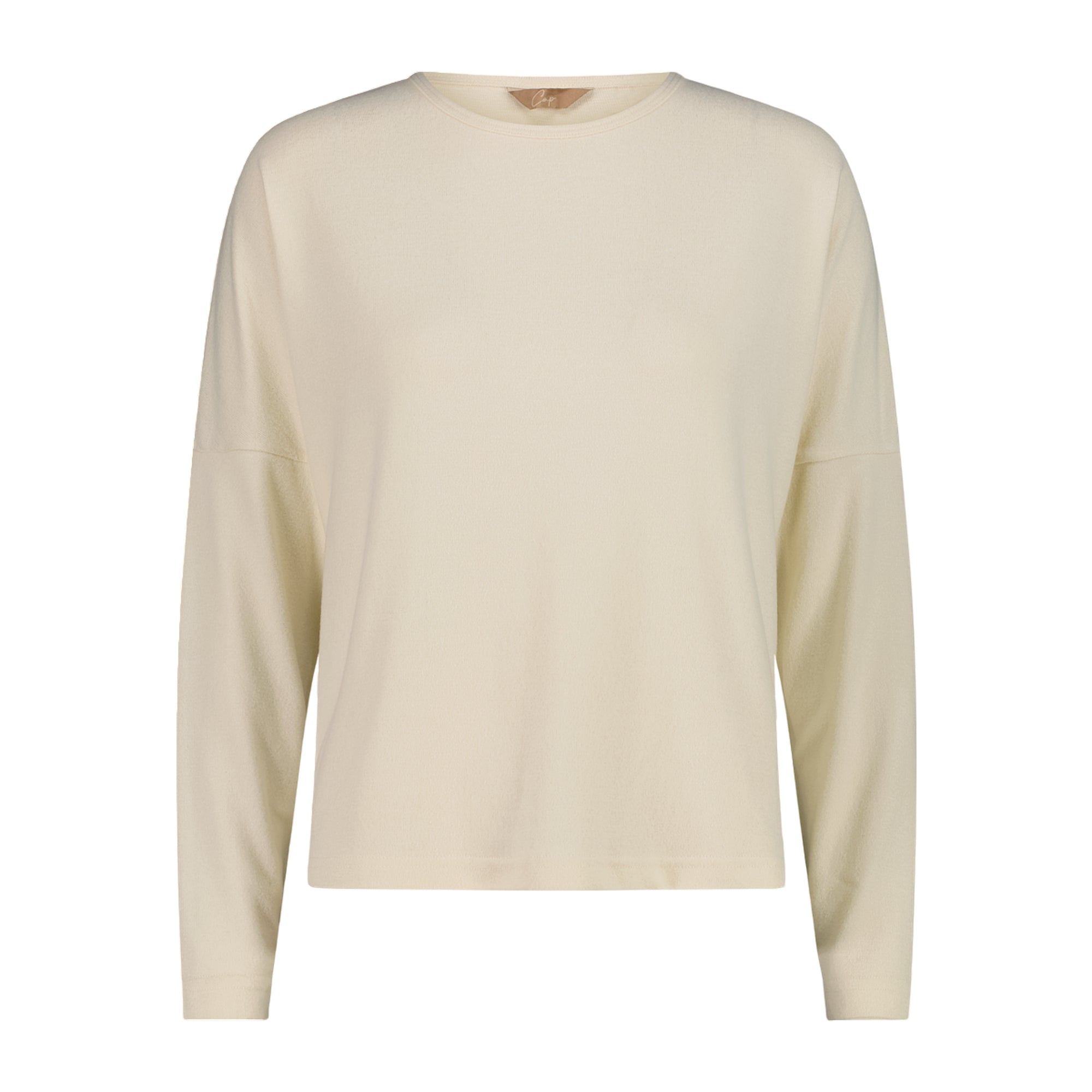 Maglia Donna Avorio a tinta unita, con scollatura a barchetta e tessuto peach touch