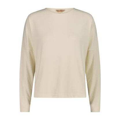 Maglia Donna Avorio a tinta unita, con scollatura a barchetta e tessuto peach touch