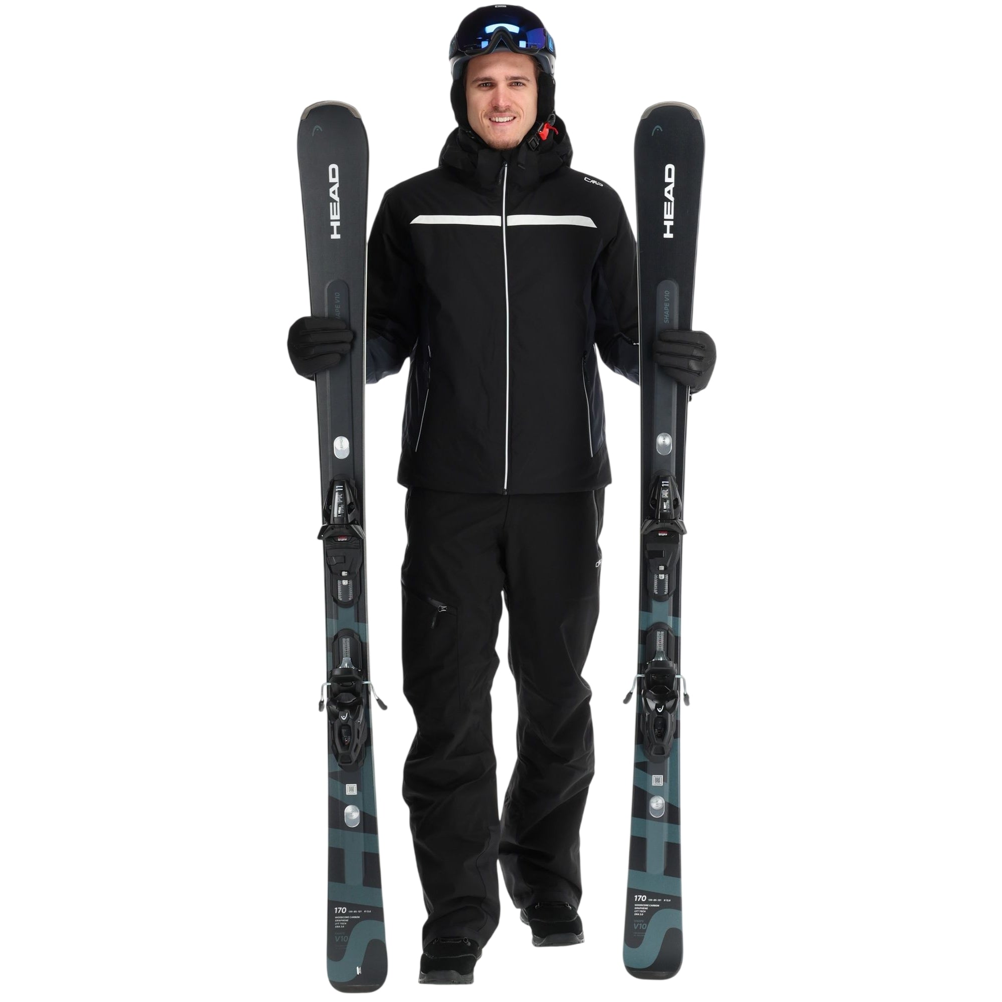 Giacca da sci Uomo in twill con cappuccio Nero modello interno