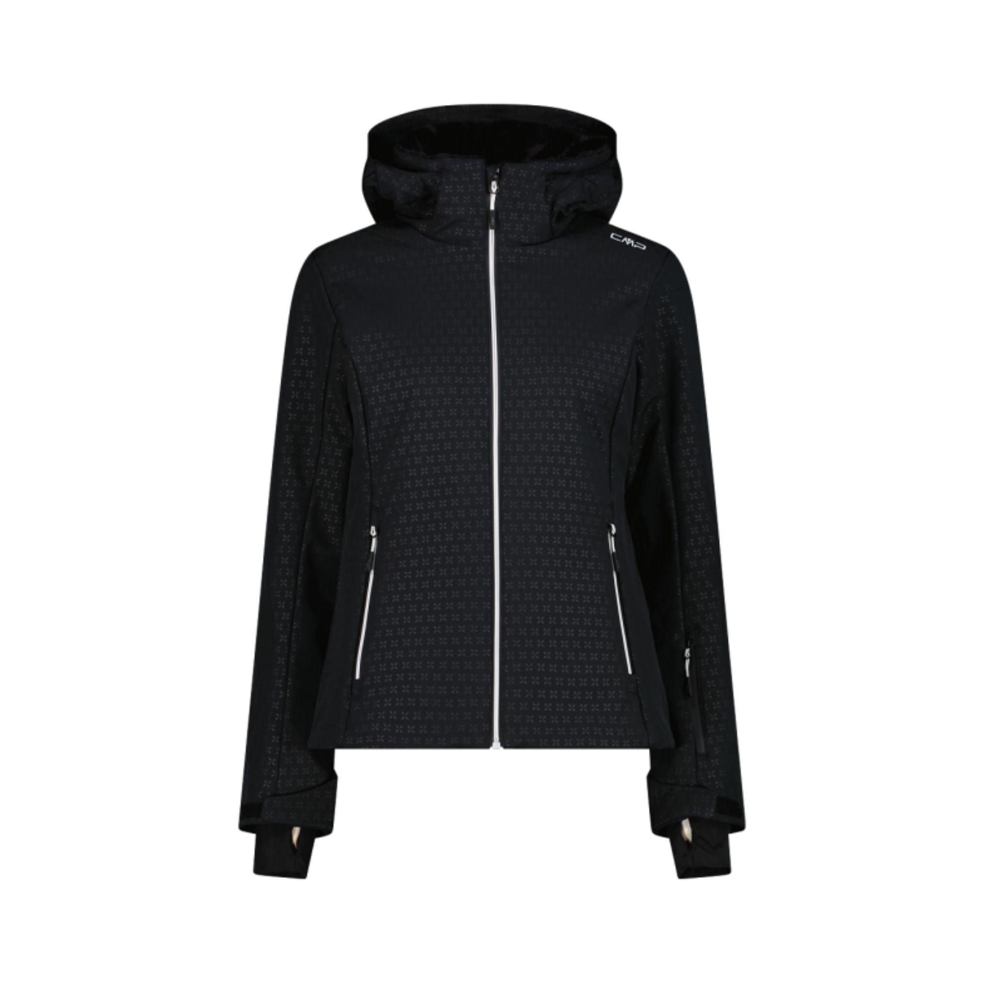 CMP Zip Hood Giacca Sci Donna Nera con Cappuccio in Ecopelliccia