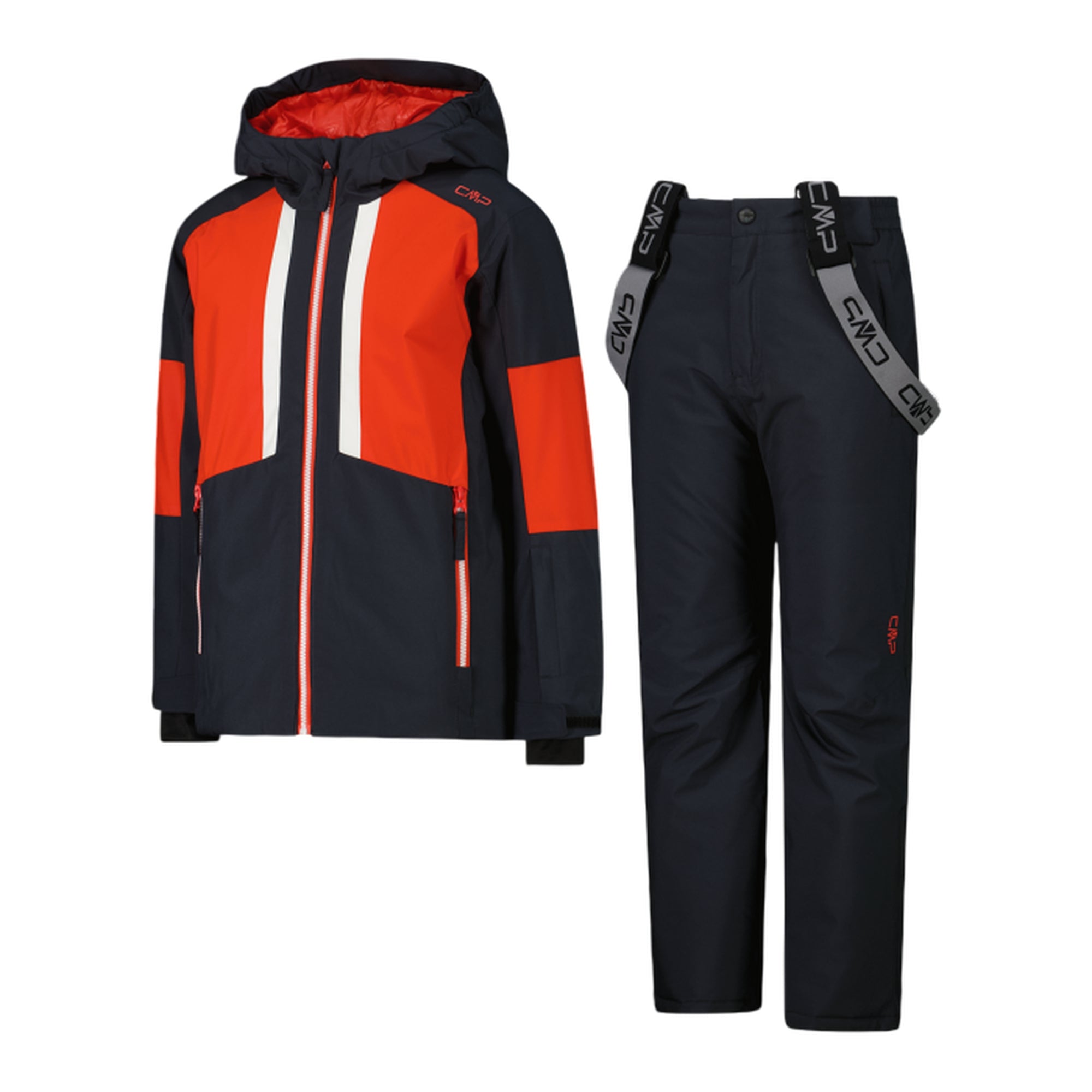 Set sci da bambino in twill nero e rosso