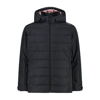 Giacca Sci bambina trapuntata con cappuccio grigio scuro