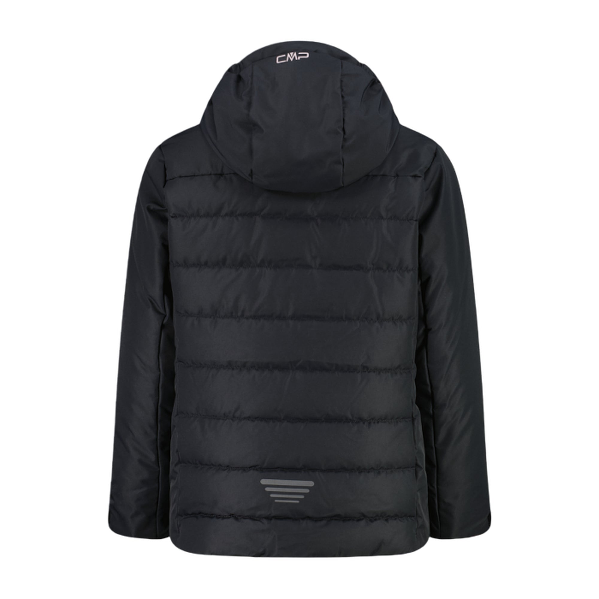 Giacca Sci bambina trapuntata con cappuccio grigio scuro retro