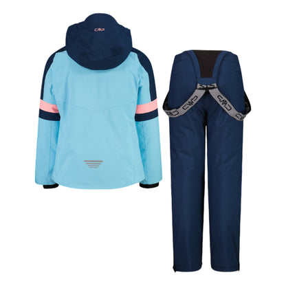 Set sci da bambina in twill blu retro