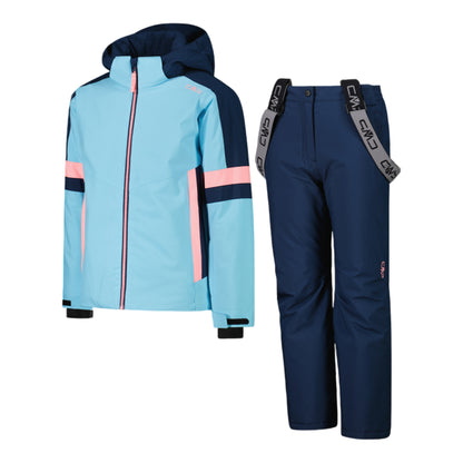 Set sci da bambina in twill blu