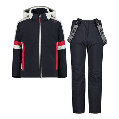 Set sci da bambina in twill grigio scuro