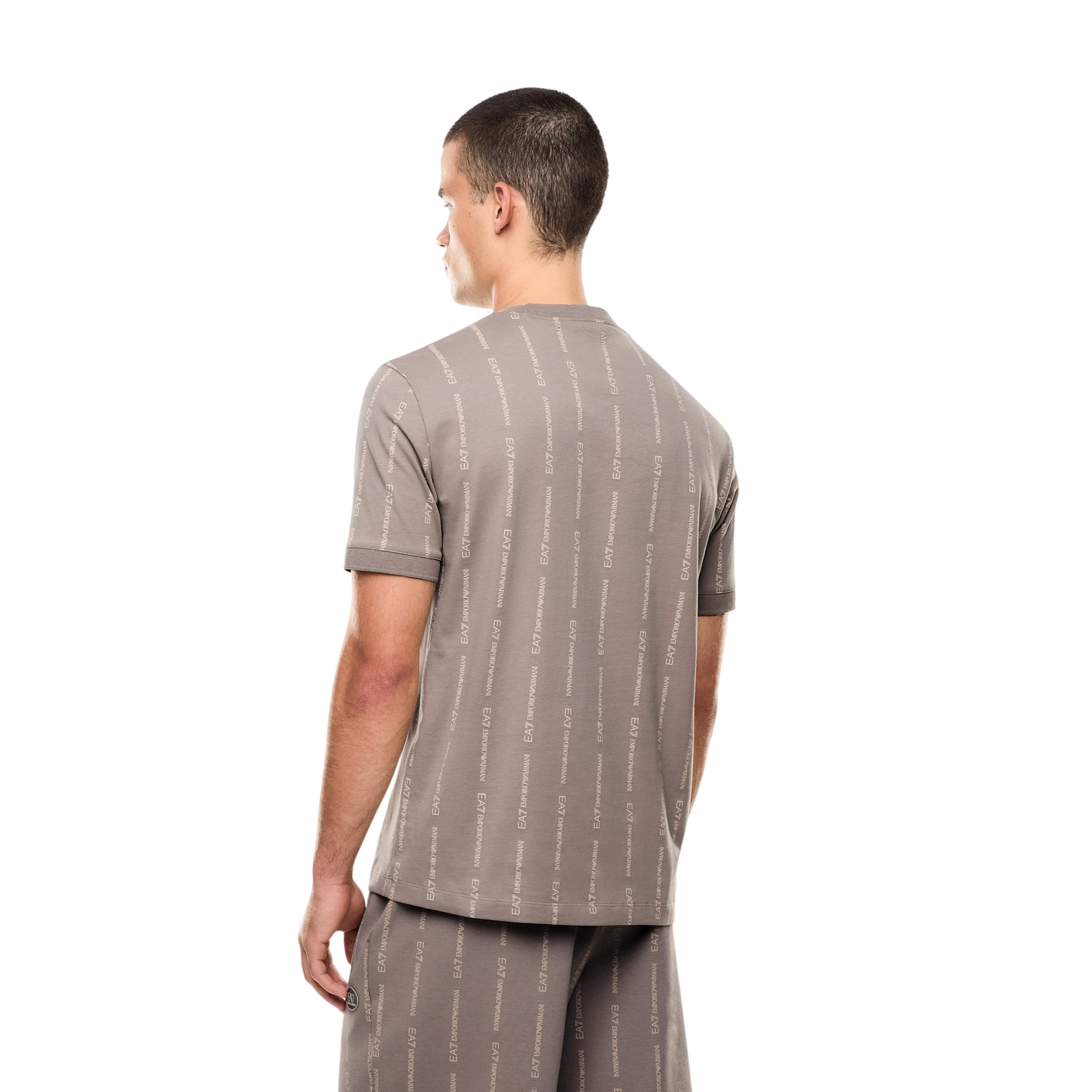 T-shirt Uomo Beige, con motivo EA7 applicato, a girocollo