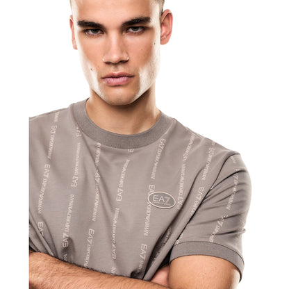 T-shirt Uomo Beige, con motivo EA7 applicato, a girocollo
