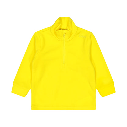 Pile Junior Giallo, con mezza zip e logo ricamato