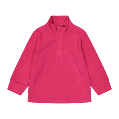 Pile Junior Fucsia, con mezza zip e logo ricamato