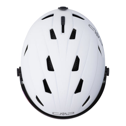 Casco Junior da sci Bianco, modello XJ-1, in policarbonato con 6 prese d'aria