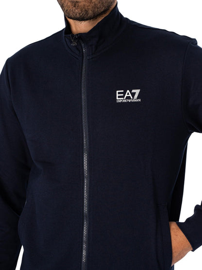 EA7 Tuta Uomo con logo su felpa e pantaloni Blu