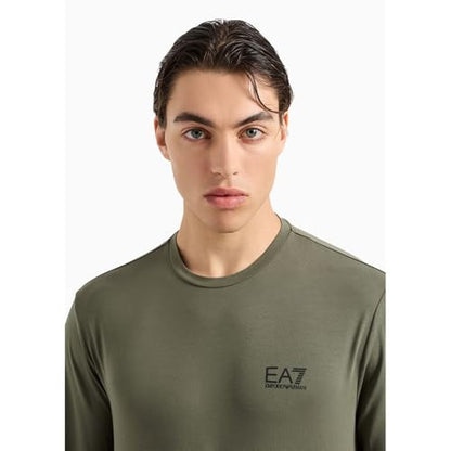 EA7 T-Shirt Manica Lunga Verde Cotone Core Identity Uomo