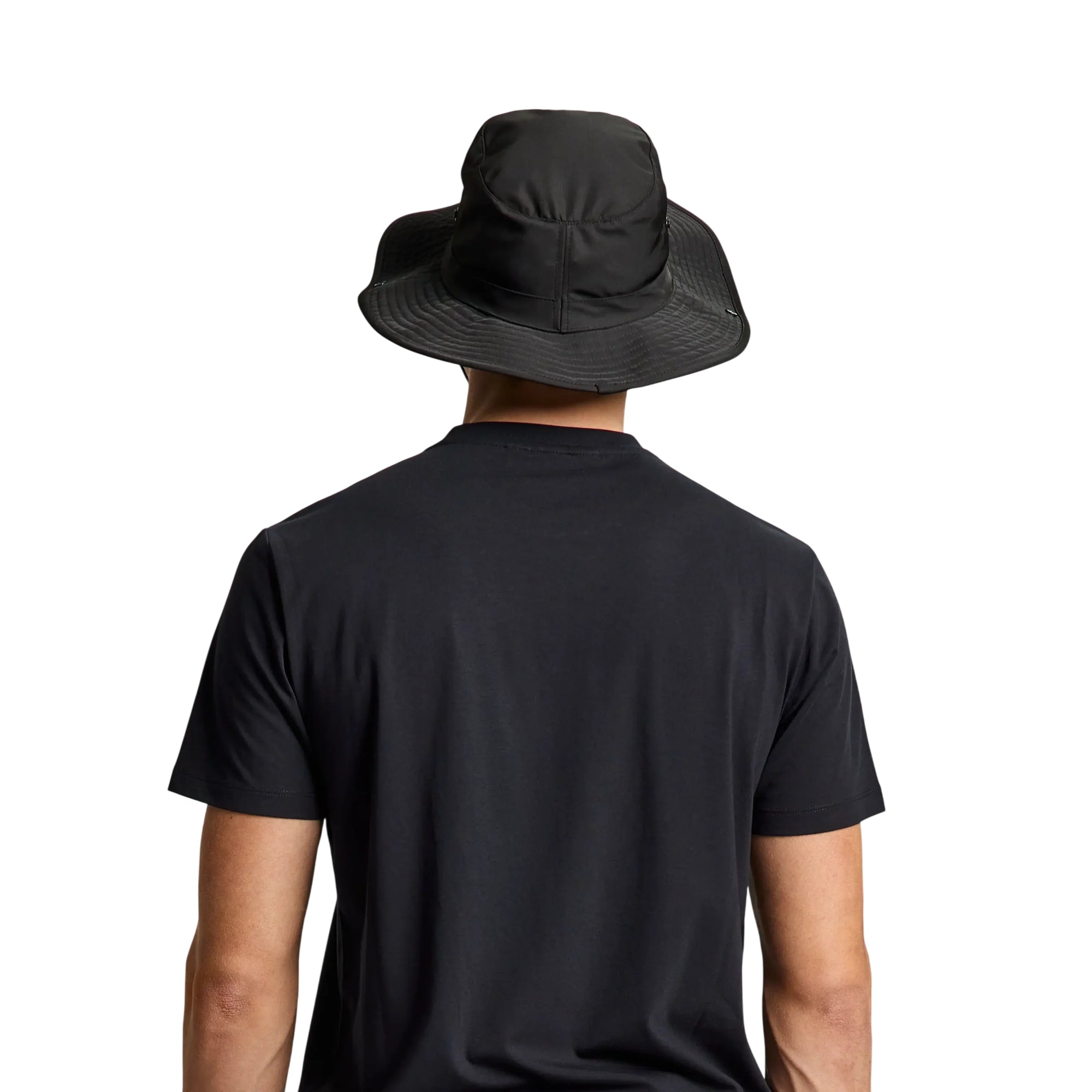 Cappello Uomo Brimmed Nero, idrorepellente, con cordino 