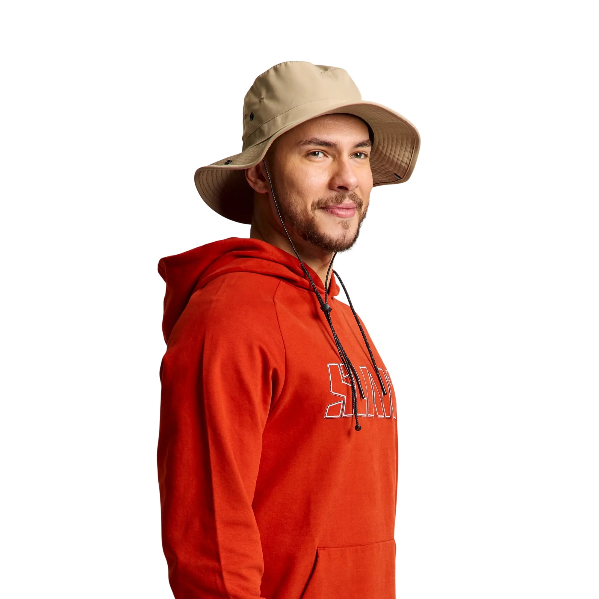 Cappello Uomo Brimmed Beige, idrorepellente, con cordino