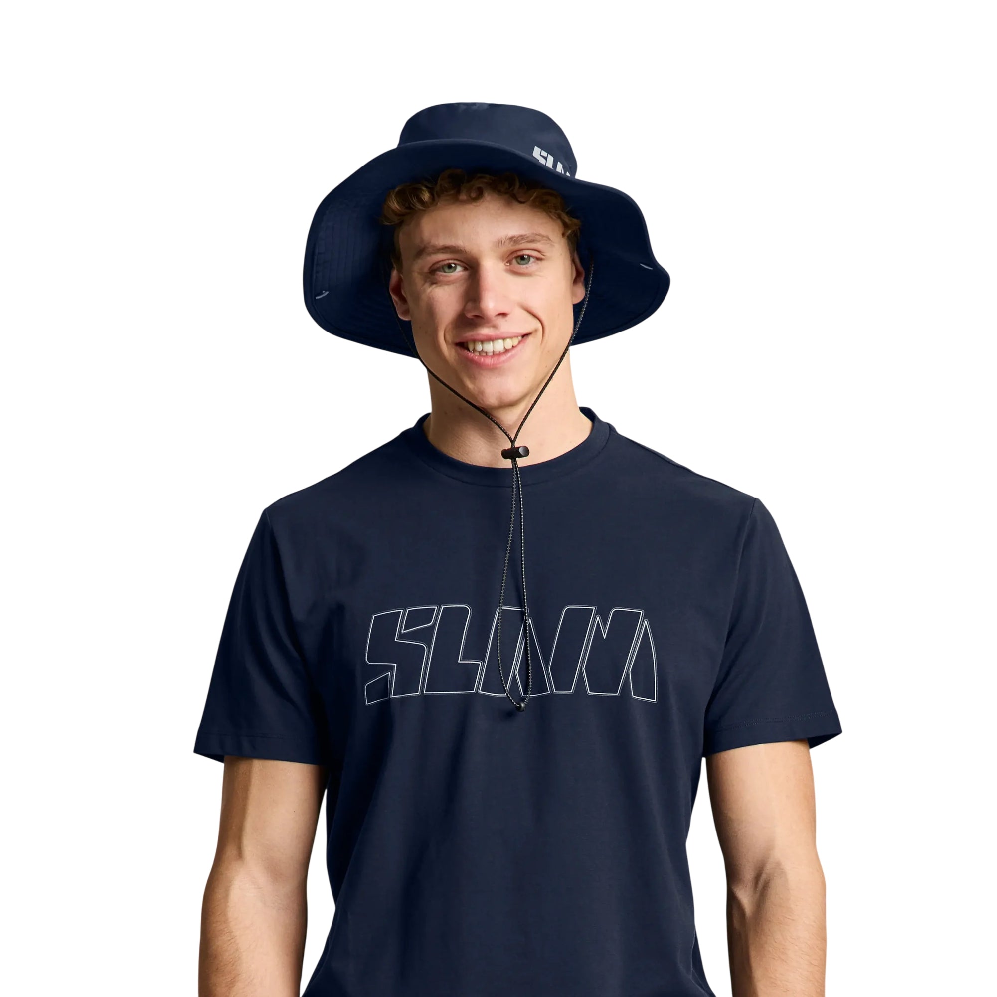 Cappello Uomo Brimmed Blu, idrorepellente, con cordino