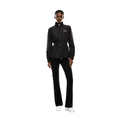Giacca Donna Nera, con coulisse in vita e collo alto