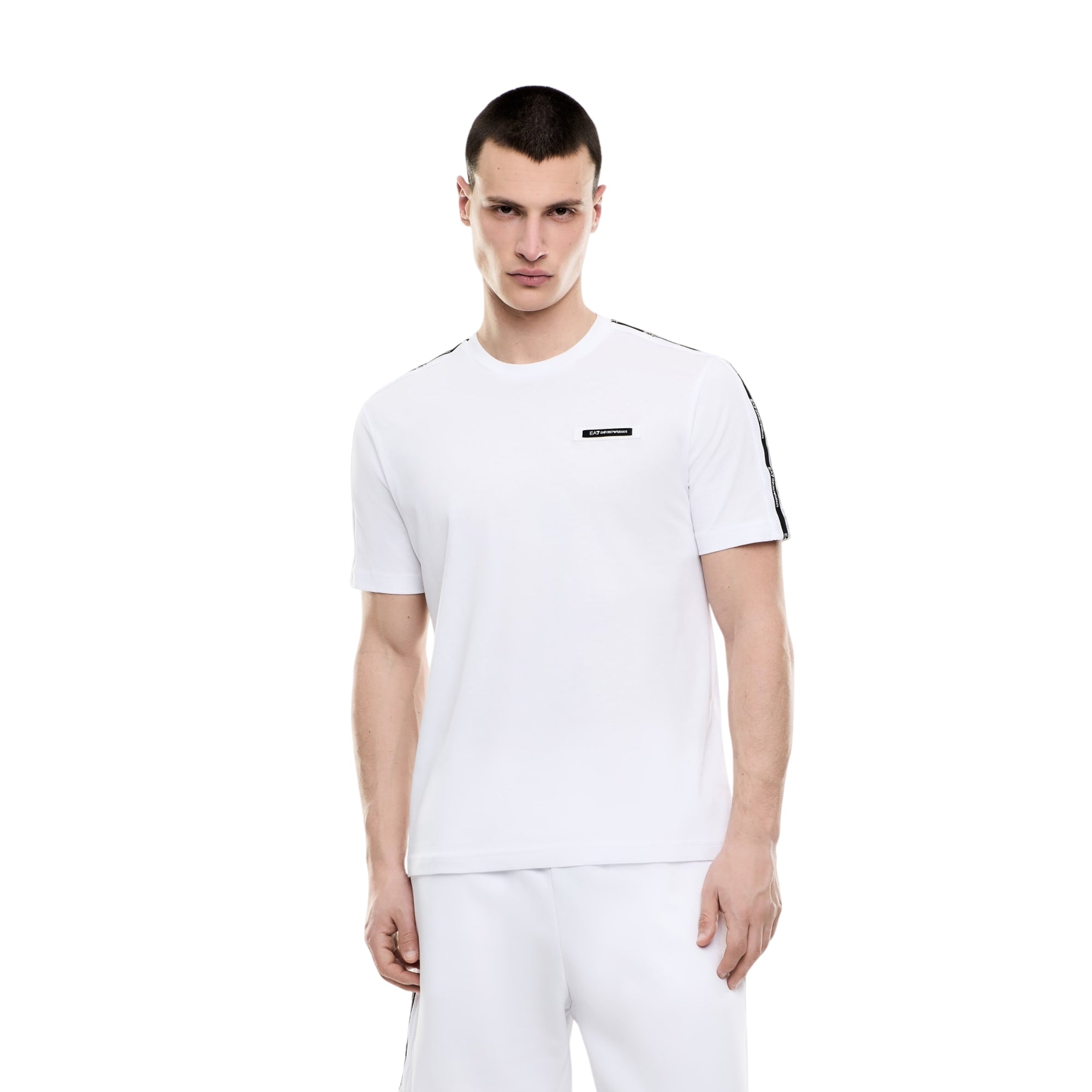T-shirt Uomo sportiva, girocollo, con logo tape