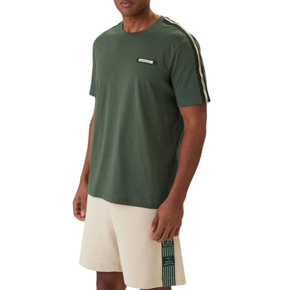 T-shirt Uomo sportiva Verde, a girocollo, con logo tape