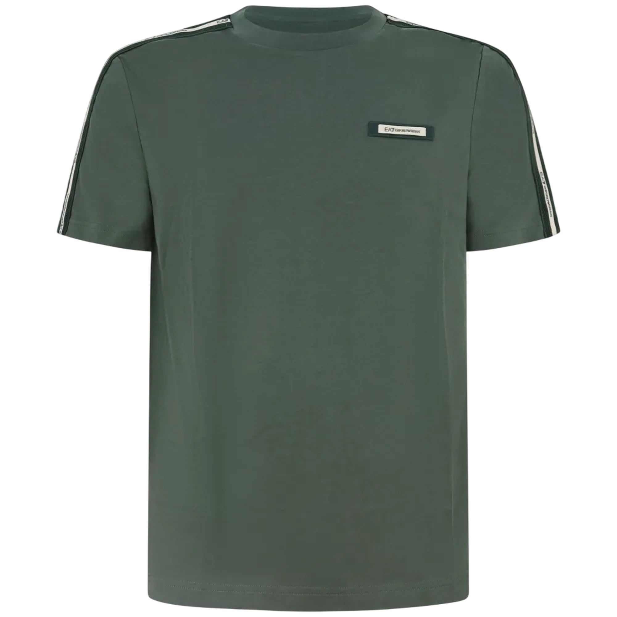 T-shirt Uomo sportiva Verde, a girocollo, con logo tape
