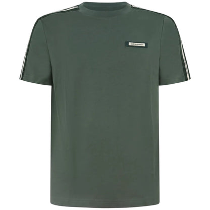 T-shirt Uomo sportiva Verde, a girocollo, con logo tape