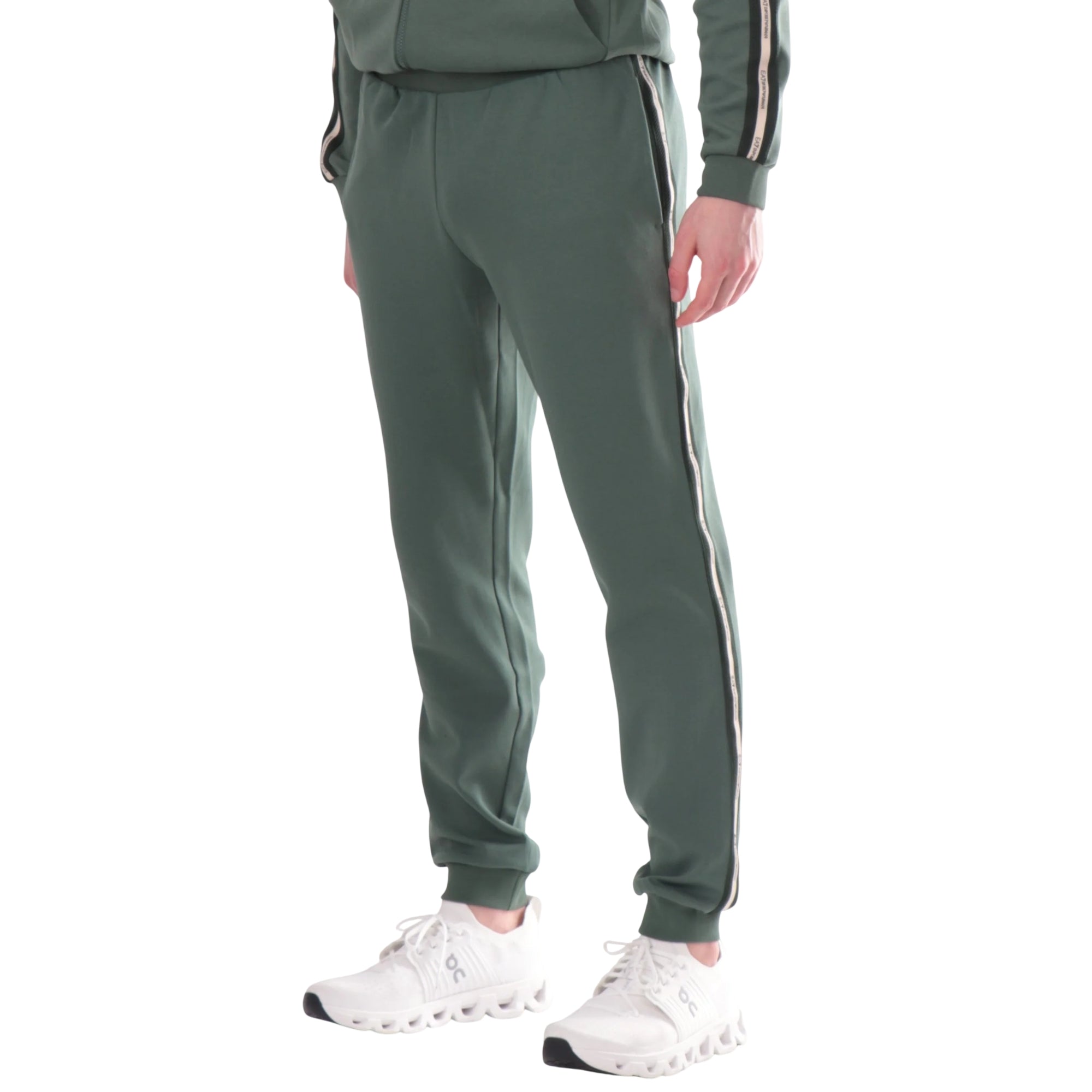 Pantalone Uomo misto cotone Verde, Logo Serires, con coulisse