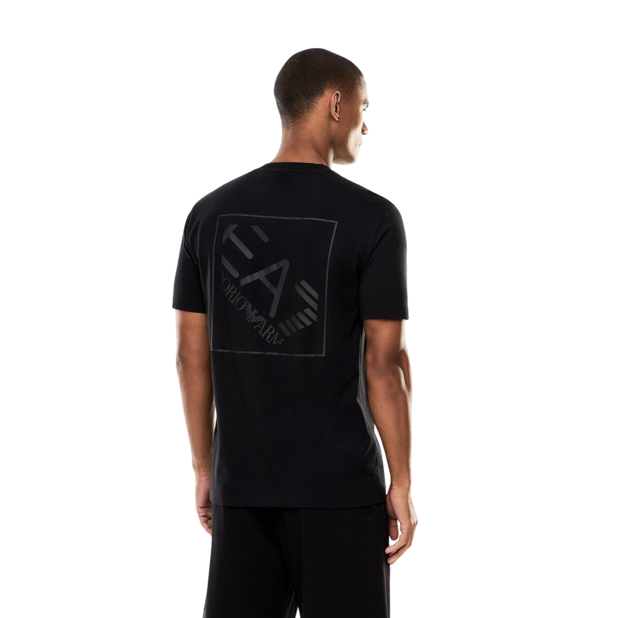 T-shirt Uomo Nera, con maxi stampa in tono colore sulla schiena