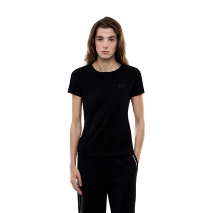 T-shirt Donna Nera dettaglio Tape Logo