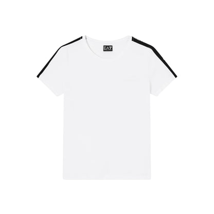 T-shirt Donna elasticizzata, a girocollo, dettaglio tape logo