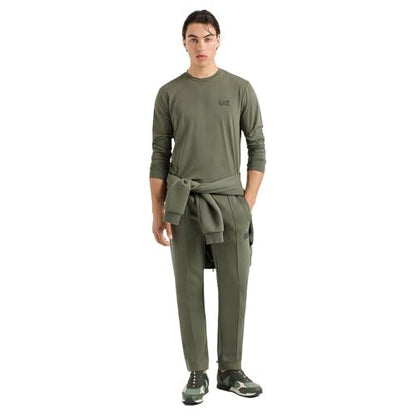 EA7 T-Shirt Manica Lunga Verde Cotone Core Identity Uomo