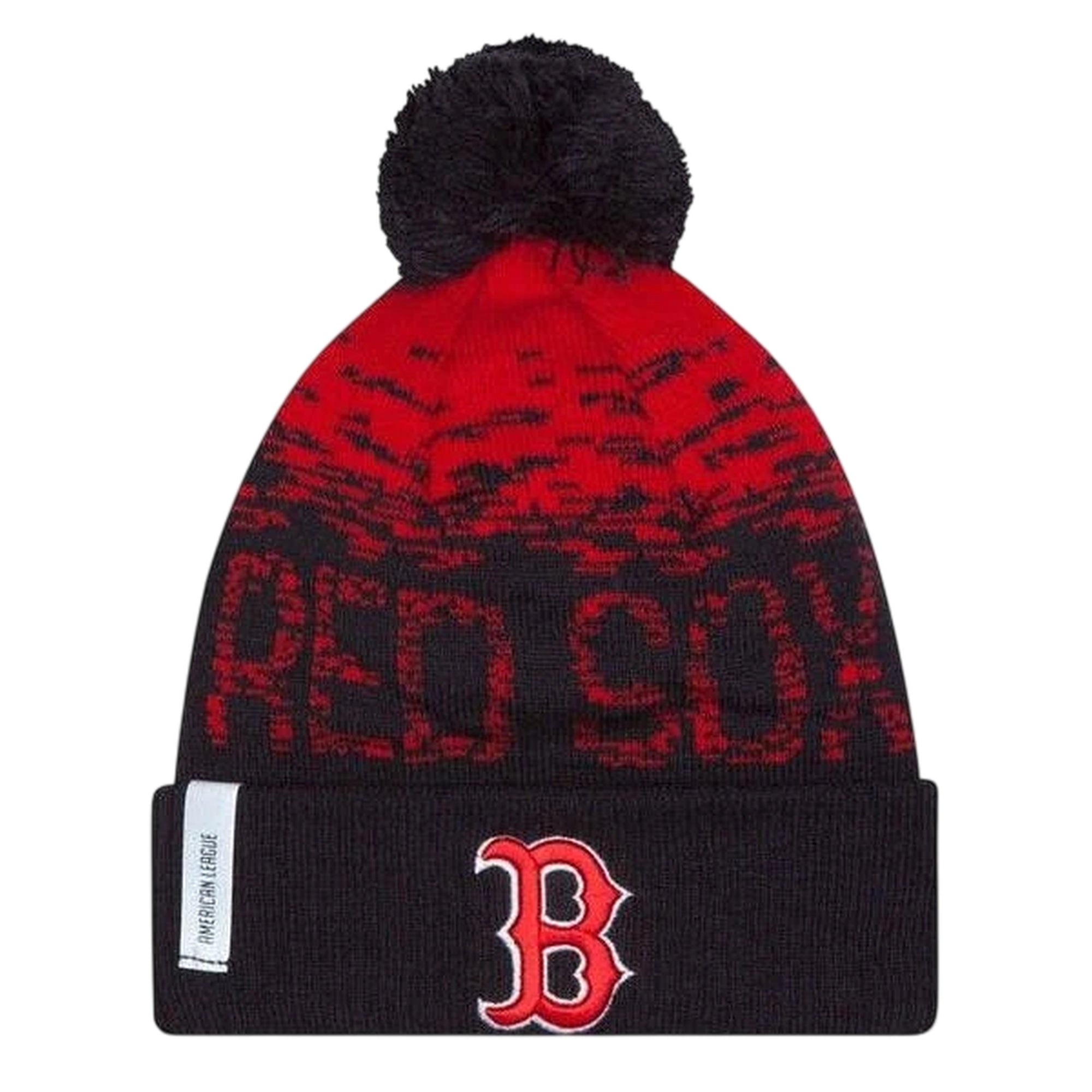 Cappello Uomo con pompon Nero e Rosso