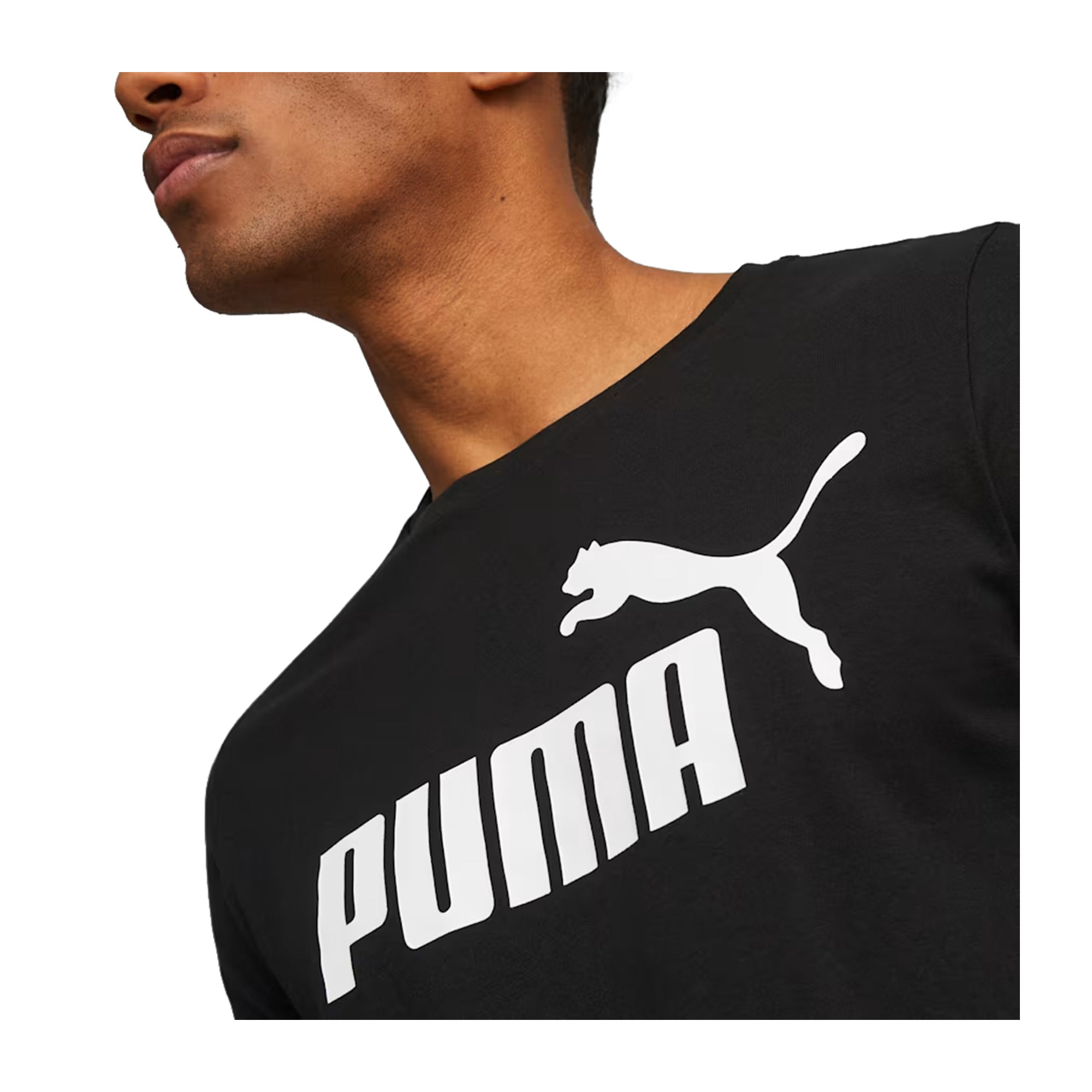 PUMA T-Shirt Uomo Essentials con Logo Nero