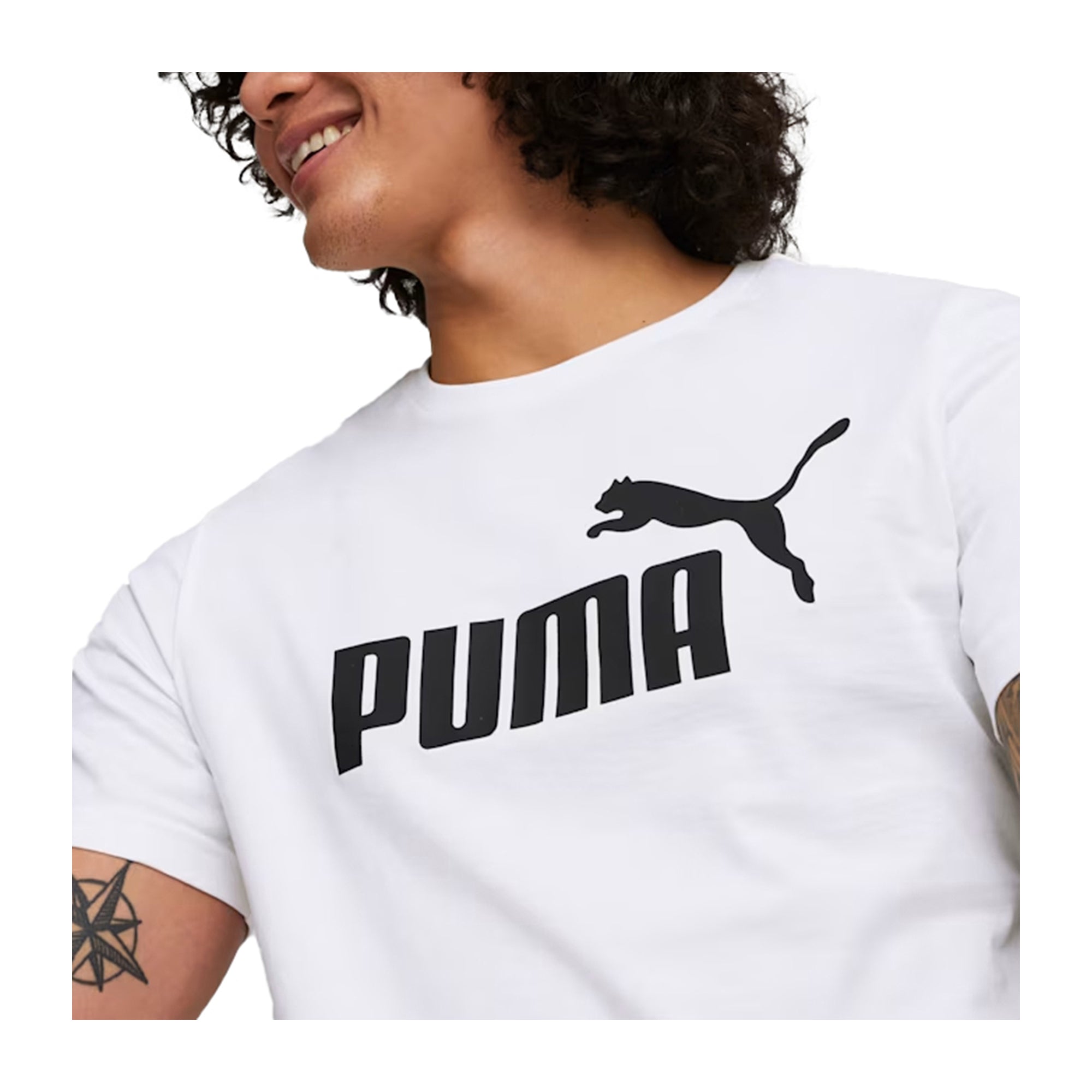 PUMA T Shirt Uomo Essentials con Logo Bianco