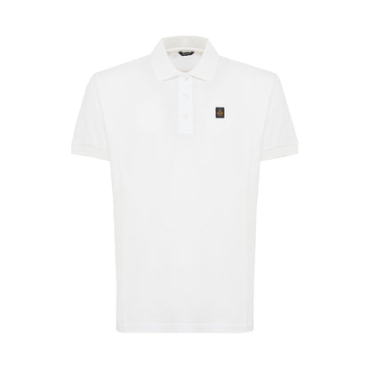 Polo Uomo Kurt in piquet di cotone Bianco, con patch logo sul petto