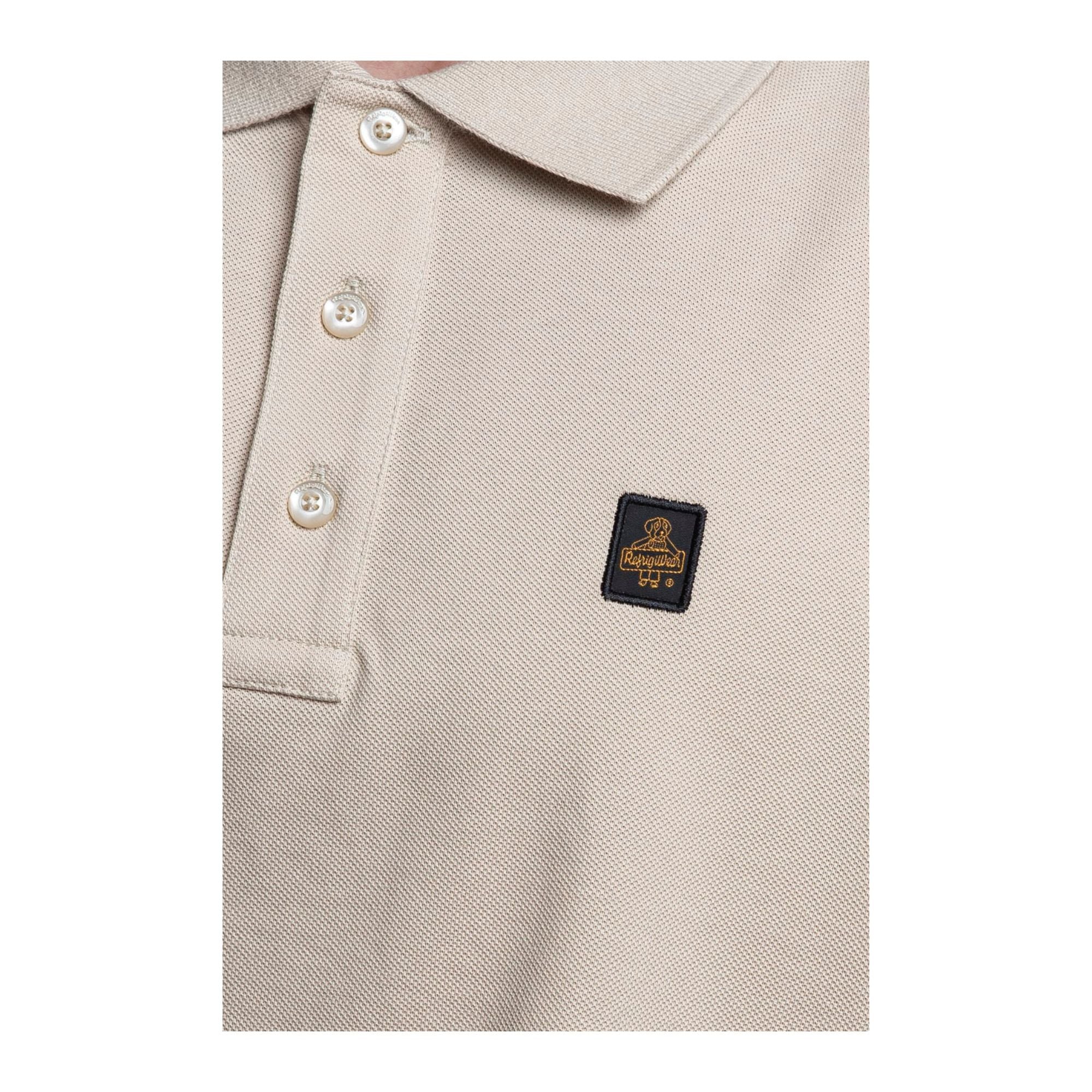Polo Uomo Kurt Beige, in piquet di cotone, con patch logo 