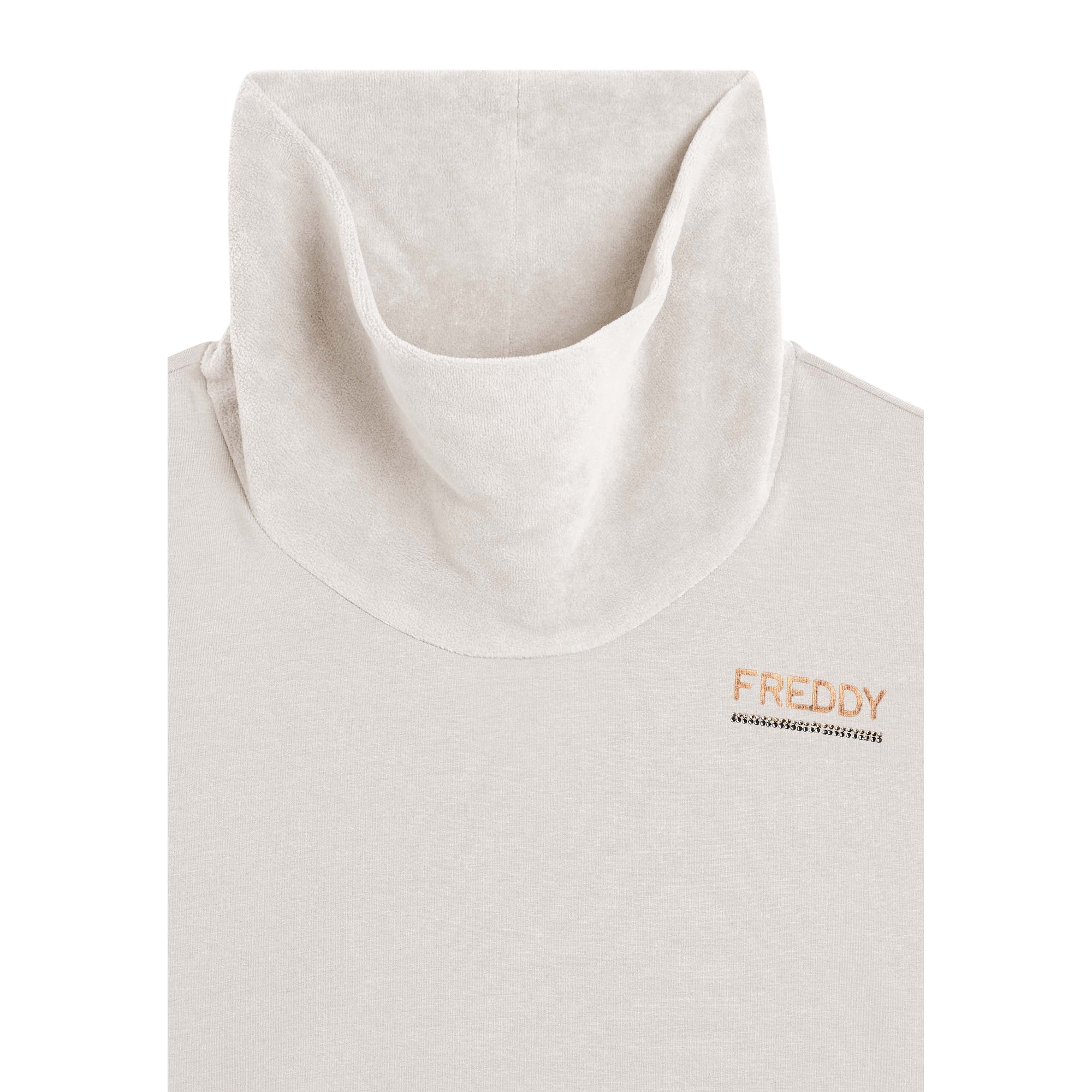 Felpa Donna a collo alto, con inserti in velluto e logo