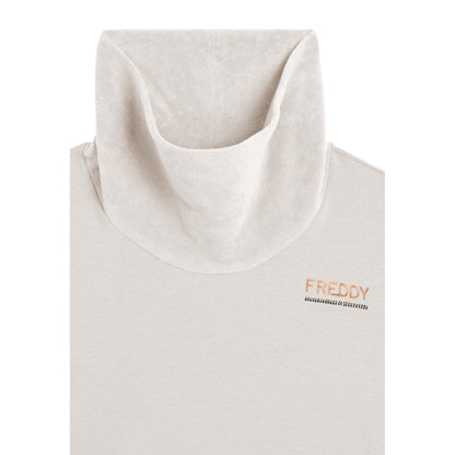 Felpa Donna a collo alto, con inserti in velluto e logo