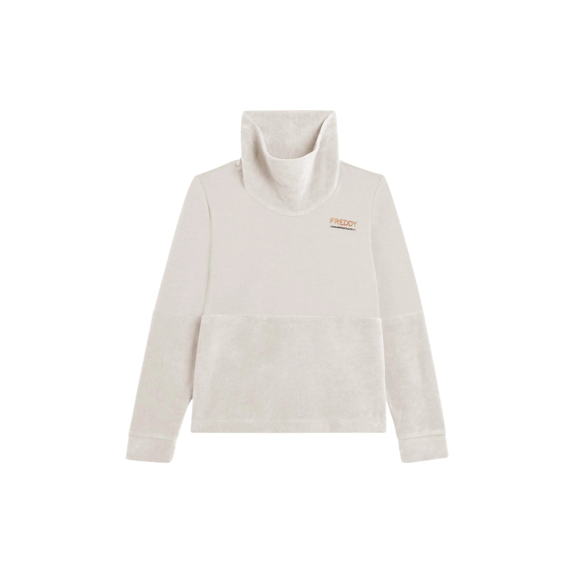 Felpa Donna a collo alto, con inserti in velluto e logo