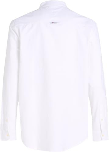 Tommy Jeans Camicia Oxford Uomo Bianca Regular Fit Manica Lunga Taglia S