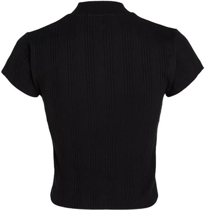 Calvin Klein Jeans T-Shirt Mezza Zip Nero Cotone Jersey Uomo