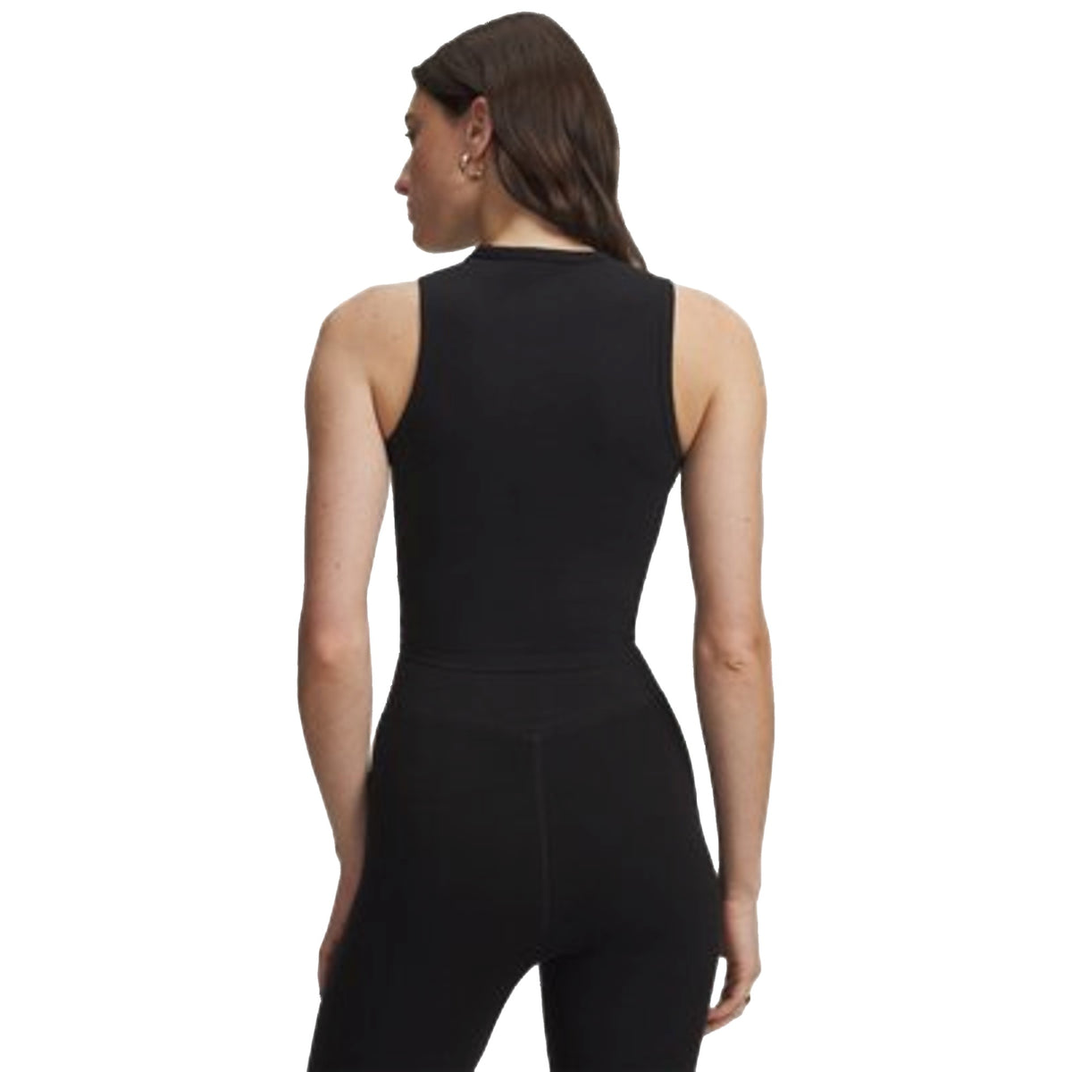Canotta sportiva Donna con logo silicone Nero modella retro