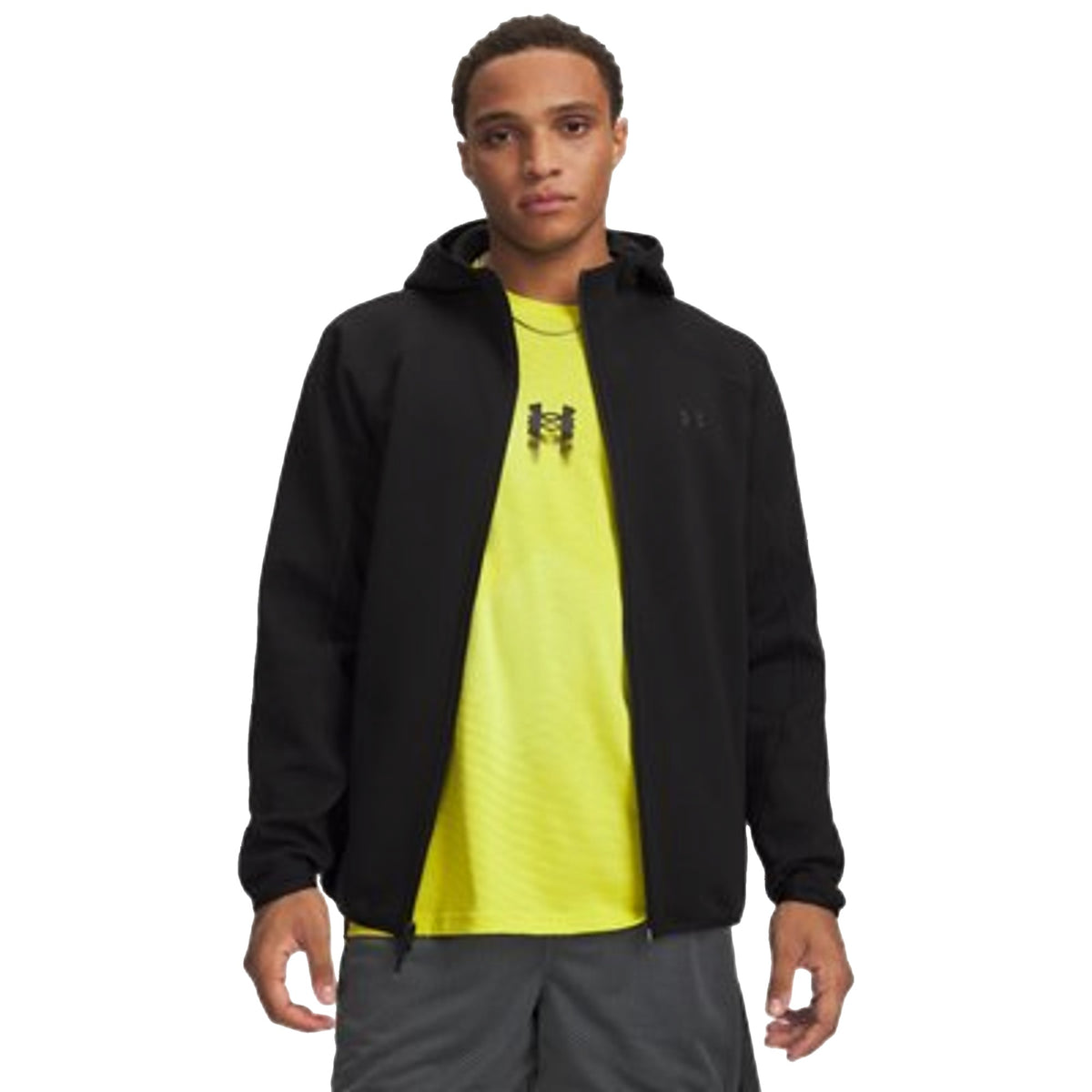 Felpa Uomo UA Unstoppable Fleece Nero modello frontale