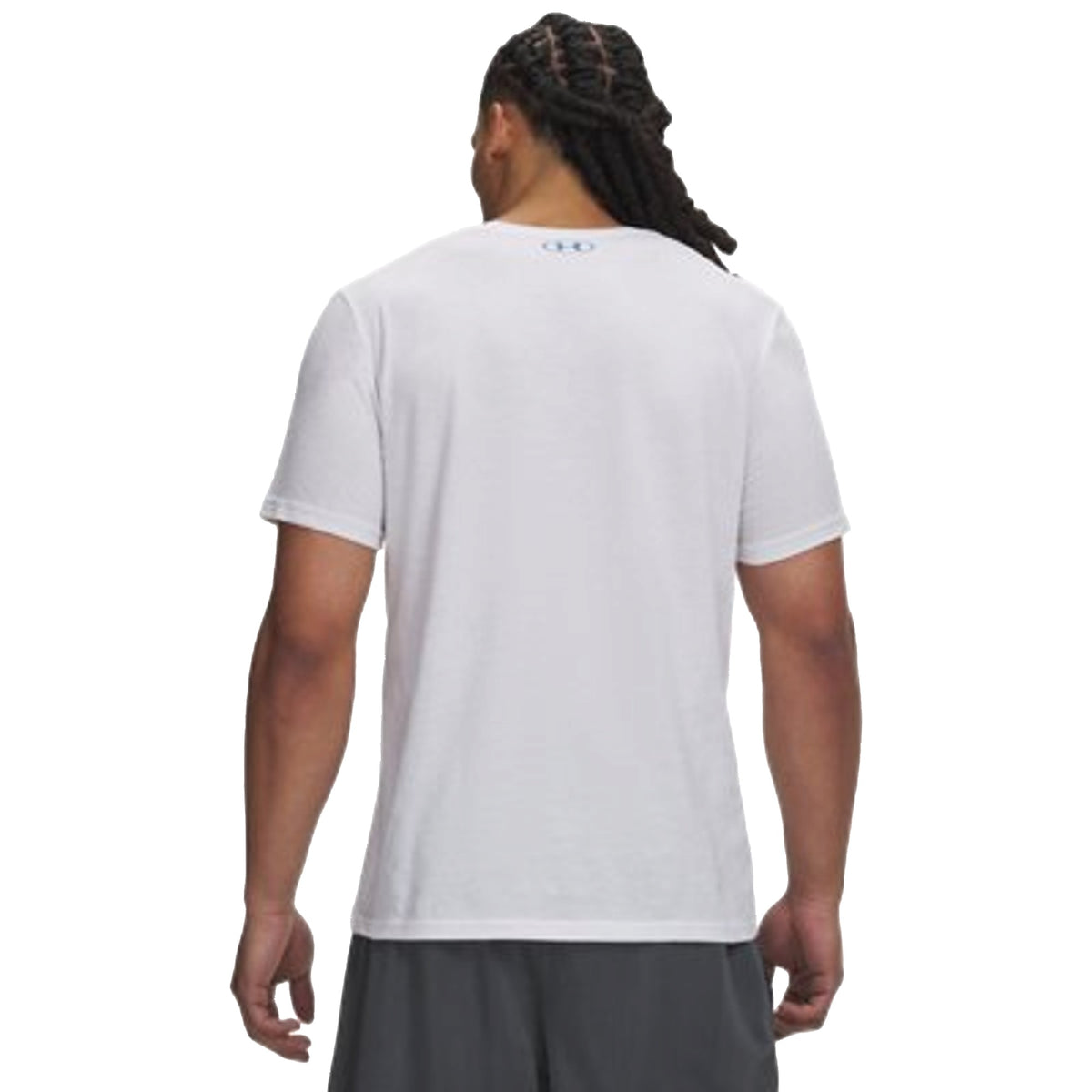T-shirt Uomo bianca con logo blu stampato retro