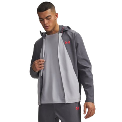 Giacca Uomo Tech Utility Woven Grigio modello frontale