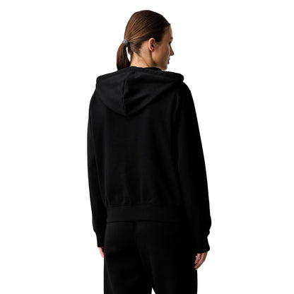 Felpa Donna con zip frontale Nero modella retro