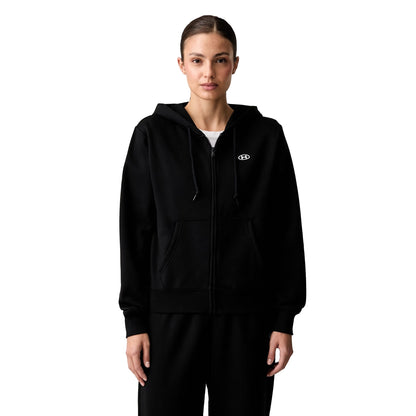 Felpa Donna con zip frontale Nero modella frontale