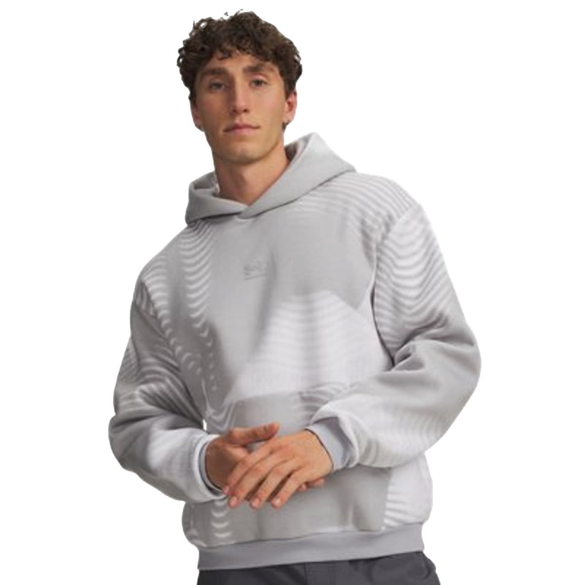 Felpa Uomo con Fleece Printed Grigio modello frontale